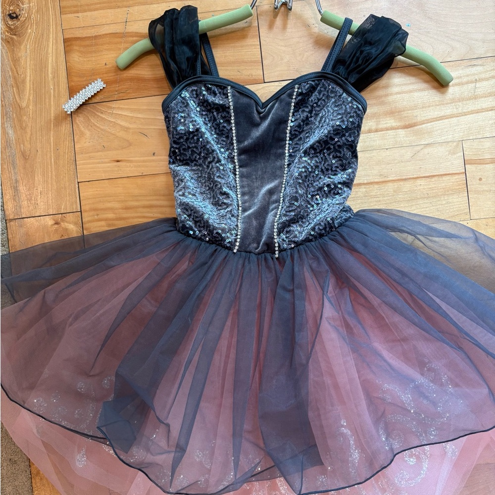Weissman Black and Pink Dance Costume with Tulle Skirt